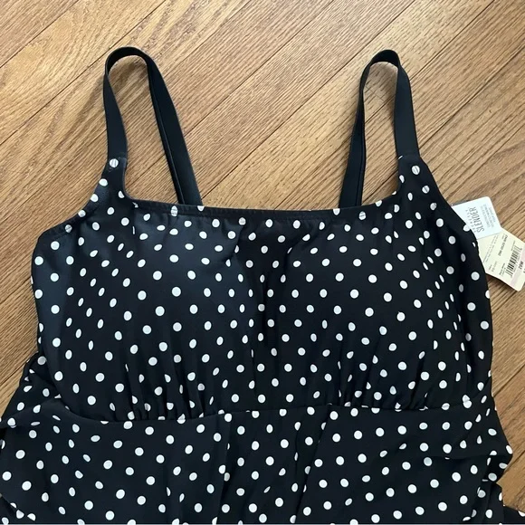 St. John’s Bay Slender One Piece Swim Dress Polka Dot Size 20W - Picture 2 of 5